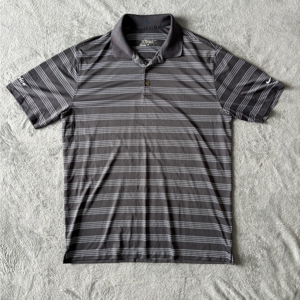 Nike Dark Gray Striped Golf Polo